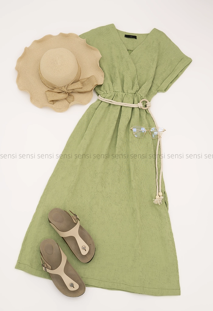 پیراهن ضربدری کمرکنفی کد1005343